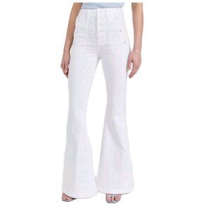 7 For All Mankind Portia Megaflare White Stretch Denim Flare Jeans Womens Sze 28